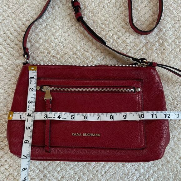 Dana Buchman Merlot Structured Design Adj Strap Vegan Crossbody Bag - Picture 4 of 11